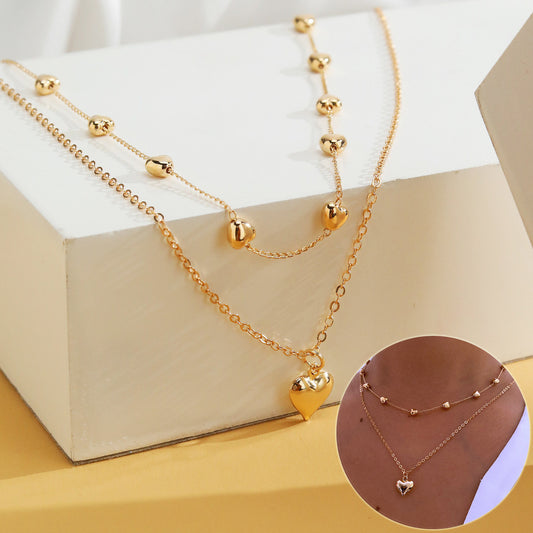 Double-layer Heart Pendant Necklace For Women