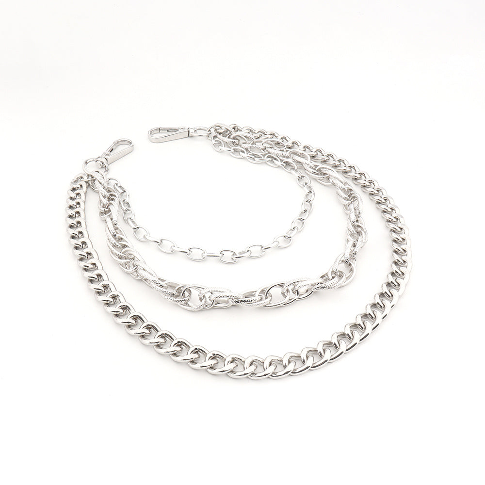 Men And Women Advanced Sense Multi Ring Silver Metal Chain