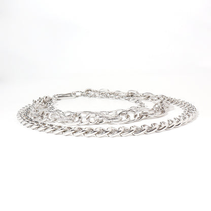 Men And Women Advanced Sense Multi Ring Silver Metal Chain