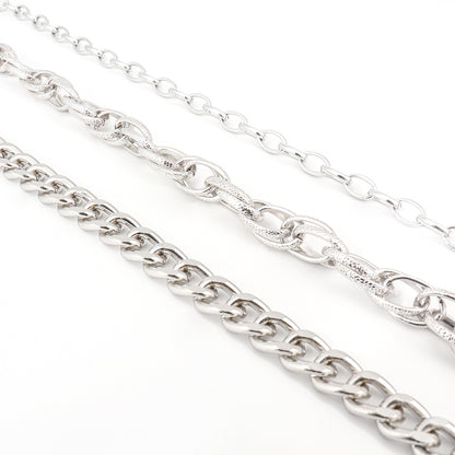 Men And Women Advanced Sense Multi Ring Silver Metal Chain