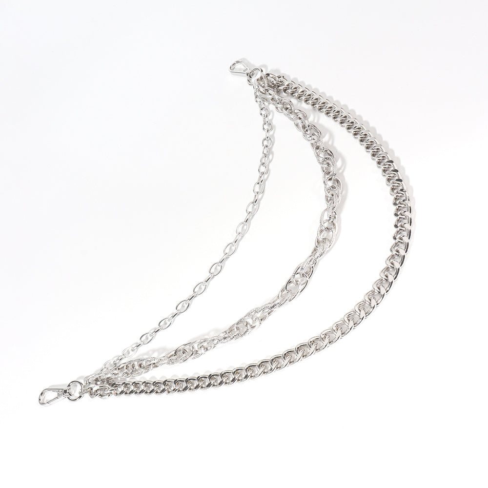 Men And Women Advanced Sense Multi Ring Silver Metal Chain