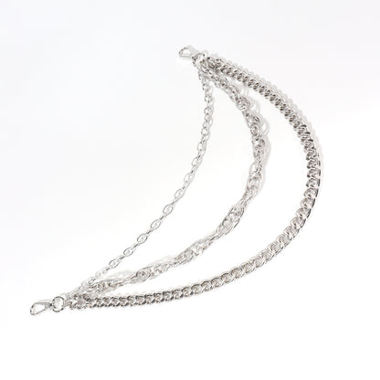 Men And Women Advanced Sense Multi Ring Silver Metal Chain