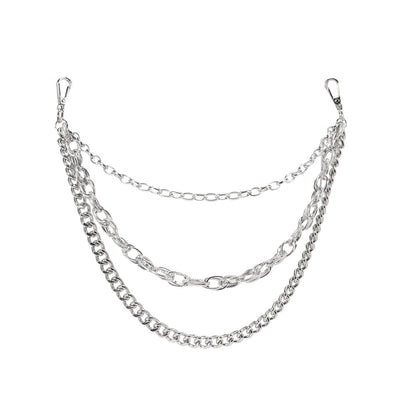 Men And Women Advanced Sense Multi Ring Silver Metal Chain
