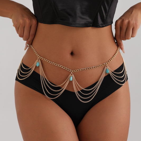 Classic Retro Turquoise Waist Belly Chain