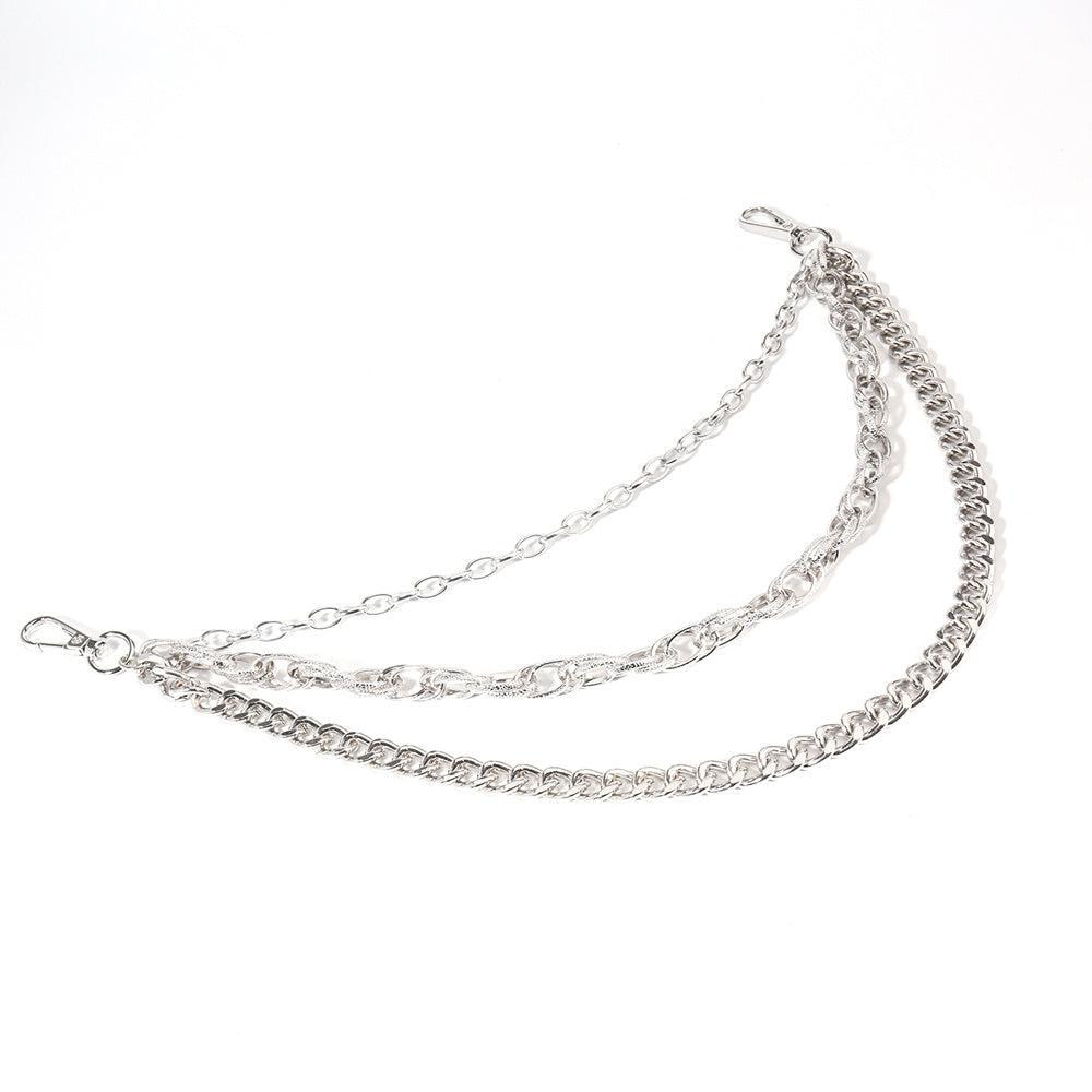 Men And Women Advanced Sense Multi Ring Silver Metal Chain