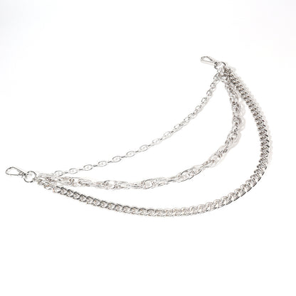 Men And Women Advanced Sense Multi Ring Silver Metal Chain